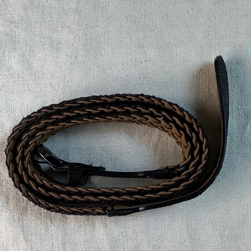 Elegant Black Braided Belt with Black Glitter Look. - Picture 6 of 8